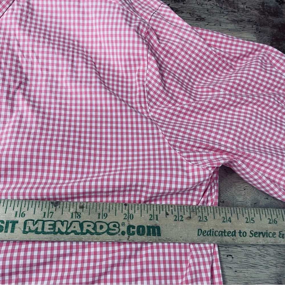 FootJoy Shirt Men Large Pink White Check Button Up Casual Preppy Dadcore Classic - Picture 6 of 8
